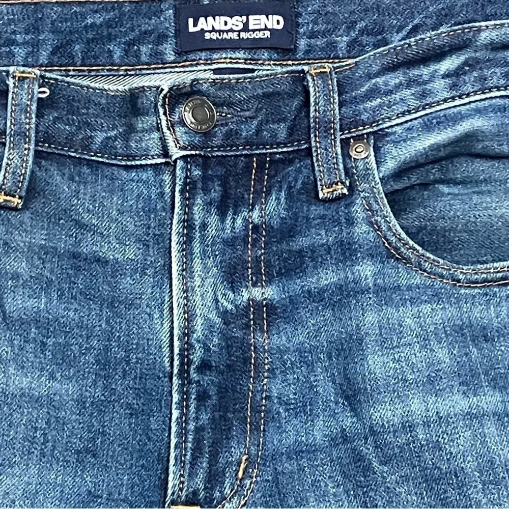 LANDS’ END Square Rigger Relaxed Fit Jeans Men’s SZ 31 Blue Pockets 100% Cotton